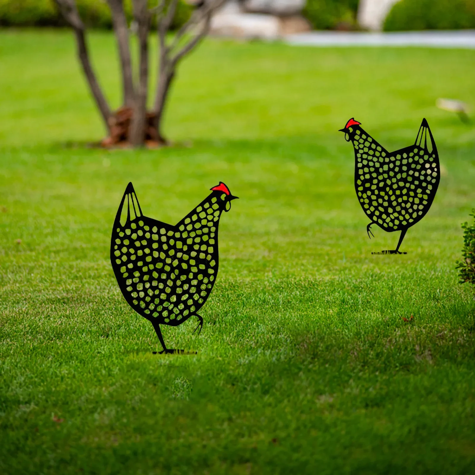 Original representative commercial visual for Gardening Ornaments Chicken Yard Art Garden Backyard Lawn Stakes Metal Hen Yard Decor Gift Easter Decoration.