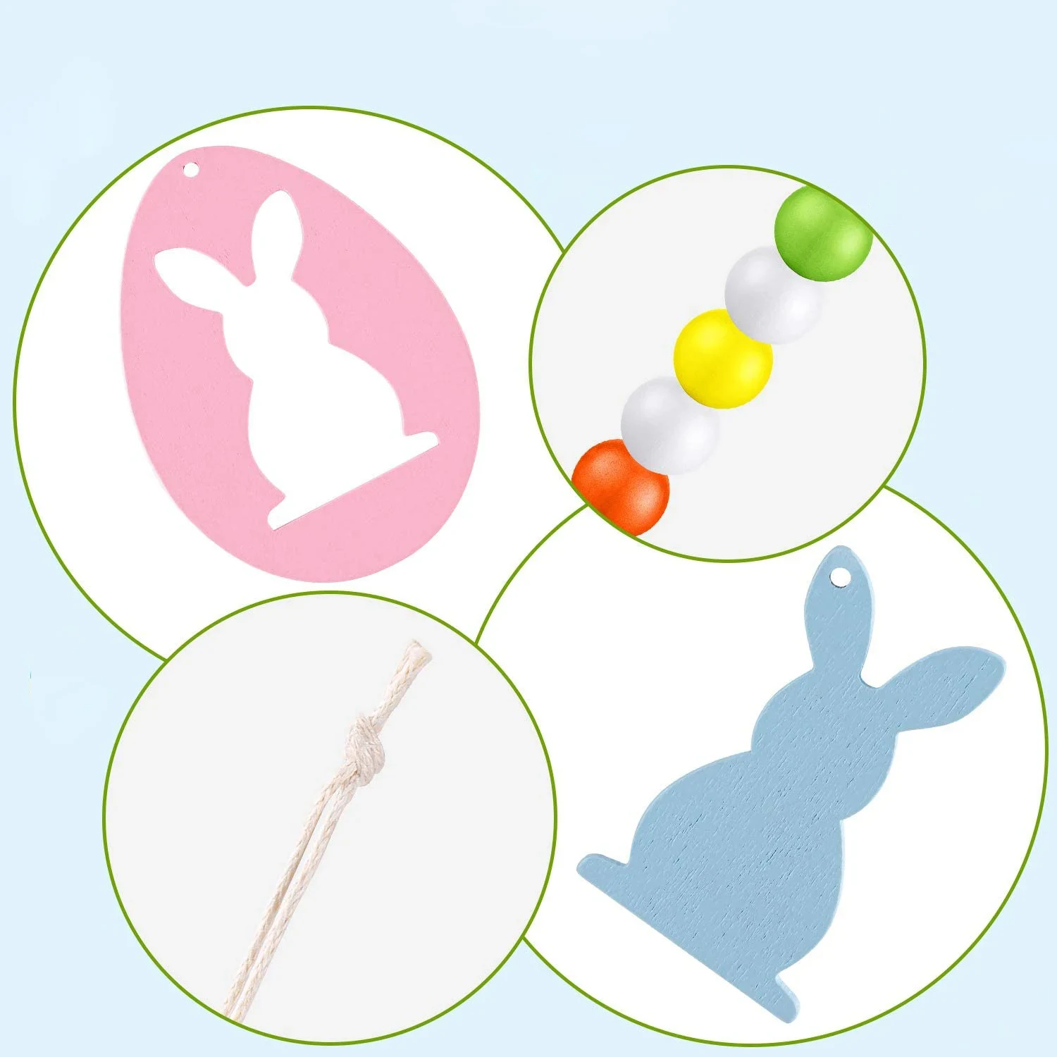 Original representative commercial visual for Easter Wooden Bunny Rabbit Themed Hanging for Easter Party Home Wall Tree Outdoor Hanging Decor.