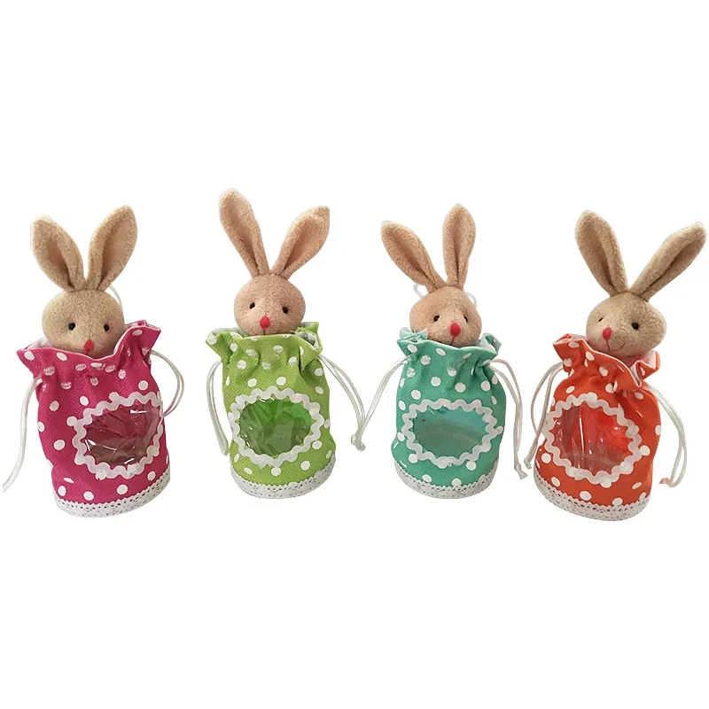 Original representative commercial visual for Wholesale Easter Bunny Bag Dot Fabric Easter Promotion Gift Personalized Ornament Rabbit Bag for Factory Direct Party Supplies.