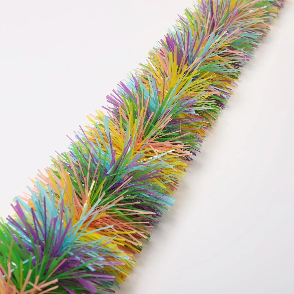 Original representative commercial visual for Colorful Easter Fringe Tinsel Garland 16.4FT - Metallic Hanging Decoration for Spring Party Supply.