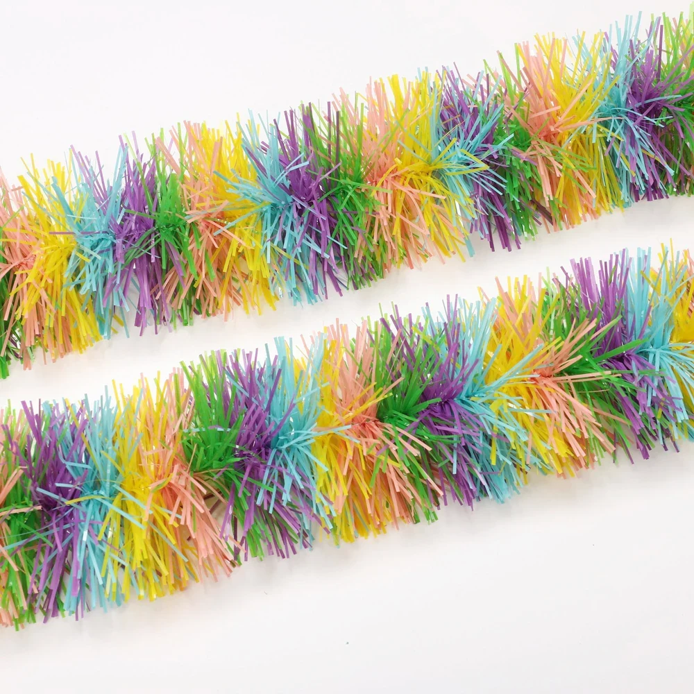 Original representative commercial visual for Colorful Easter Fringe Tinsel Garland 16.4FT - Metallic Hanging Decoration for Spring Party Supply.