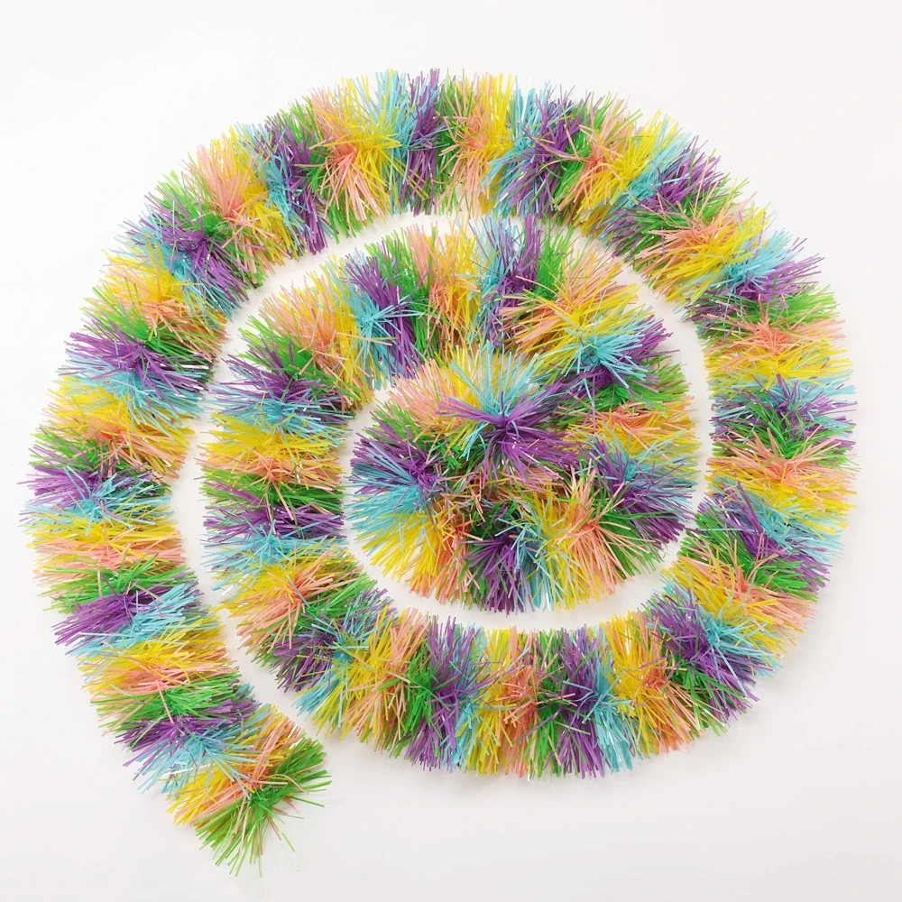 Original representative commercial visual for Colorful Easter Fringe Tinsel Garland 16.4FT - Metallic Hanging Decoration for Spring Party Supply.