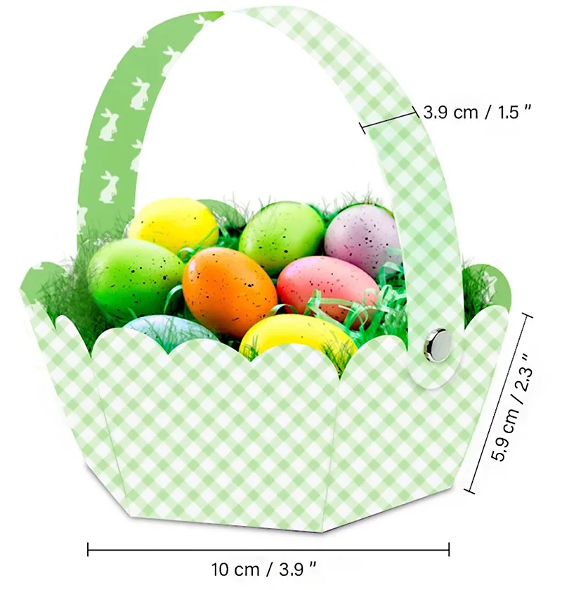 Original representative commercial visual for 2025 Hot Selling Easter Gift Basket with Handle Plain Color DIY Egg Paper Box Kids Candy Boxes for Easter Party Decorations.