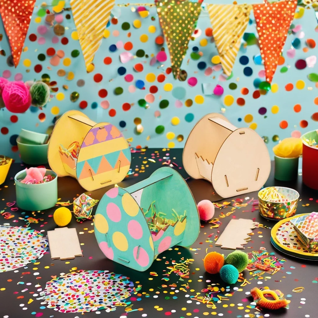 Original representative commercial visual for Unfinished Eco-friendly Plywood Easter Graffiti Egg Basket 10.5x12cm for Party Decorations.