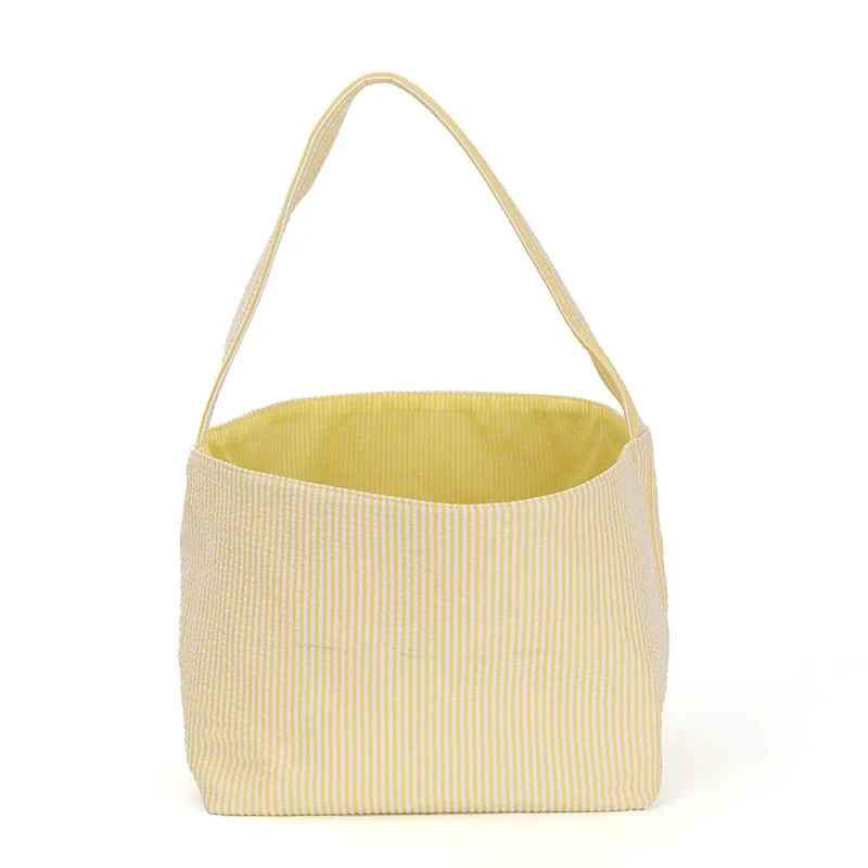 Original representative commercial visual for Top-seller Sublimation Seersucker Easter Baskets Home Decoration Blank Gift Hunt Easter Bucket.