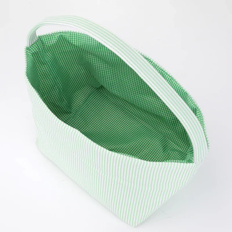 Original representative commercial visual for Top-seller Sublimation Seersucker Easter Baskets Home Decoration Blank Gift Hunt Easter Bucket.
