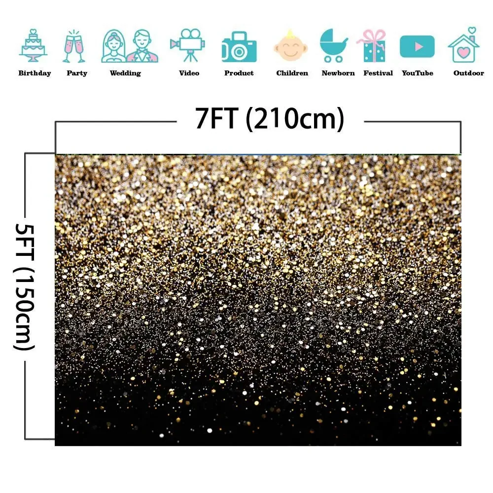 Original representative commercial visual for (7x5ft) Party Supplies Vinyl Photography Backdrop Vintage Background Black and Gold Backdrop Popular Opp Bag Easter Decoration.