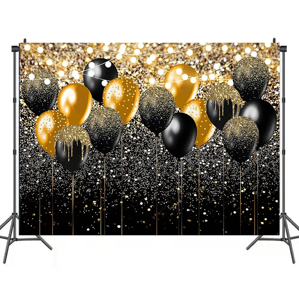 Original representative commercial visual for (7x5ft) Party Supplies Vinyl Photography Backdrop Vintage Background Black and Gold Backdrop Popular Opp Bag Easter Decoration.