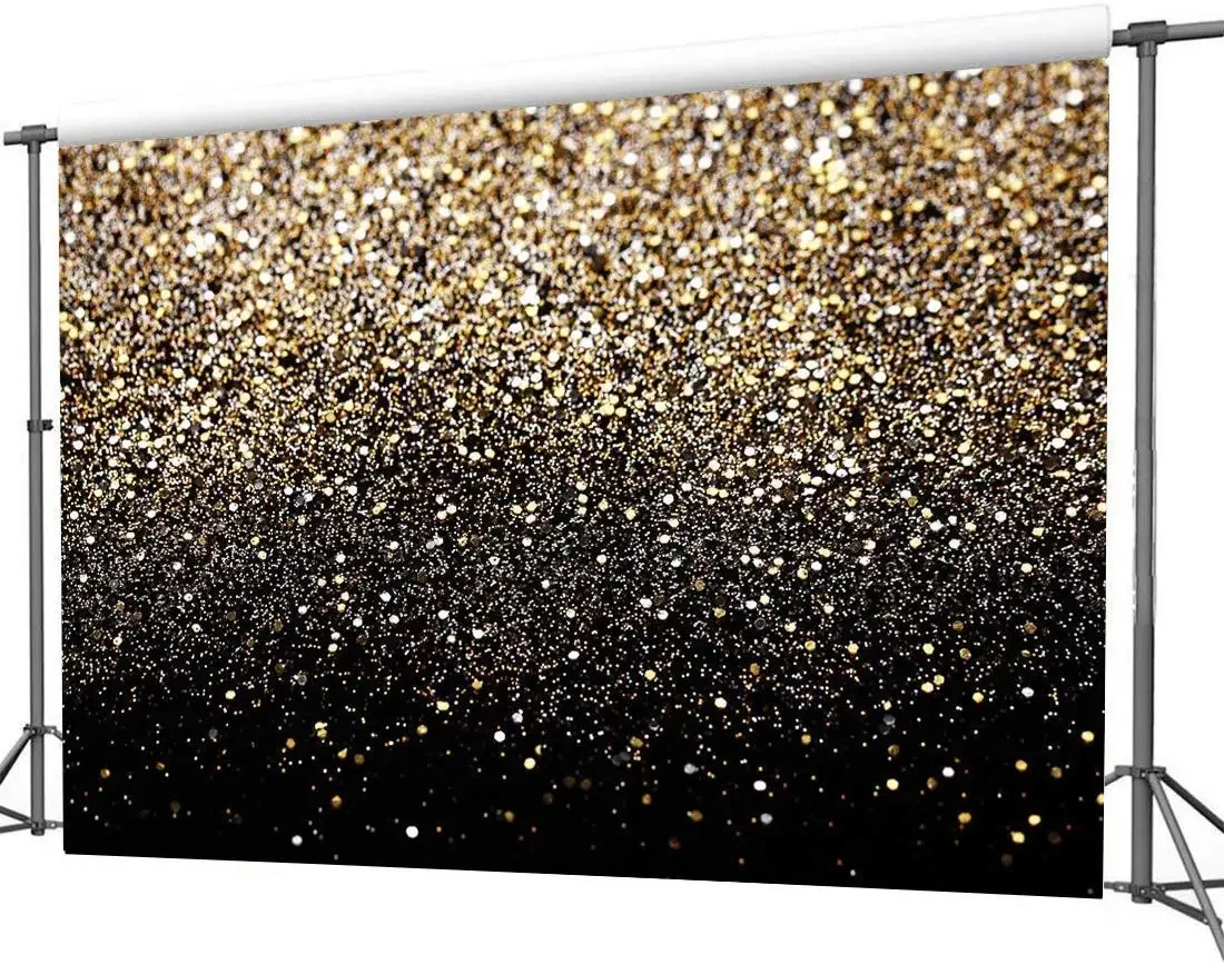 Original representative commercial visual for (7x5ft) Party Supplies Vinyl Photography Backdrop Vintage Background Black and Gold Backdrop Popular Opp Bag Easter Decoration.