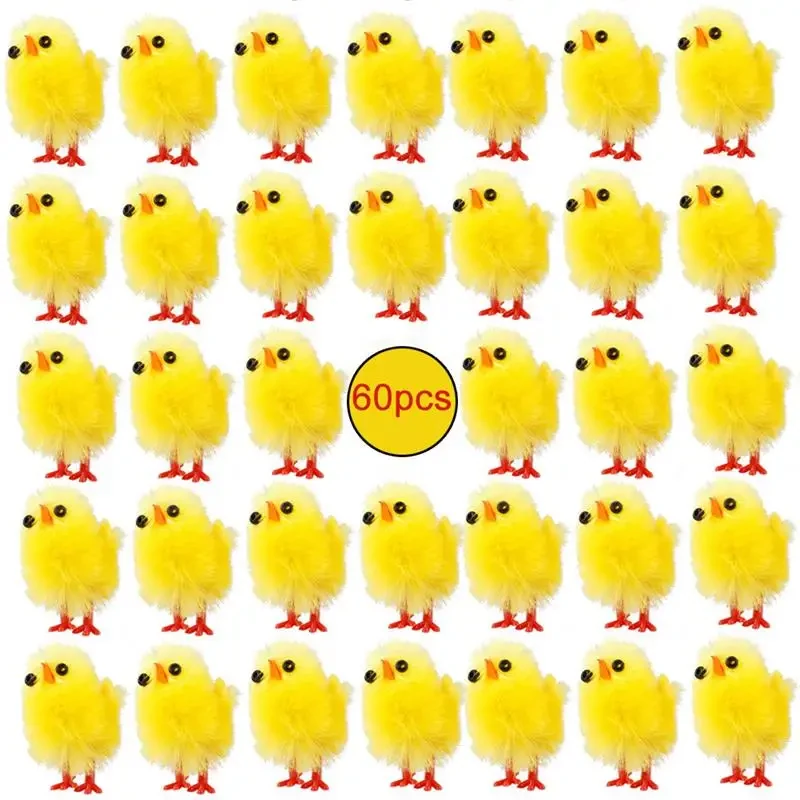 Original representative commercial visual for 60pcs Mini Easter Chicks Easter Decorative Chicken Yellow Little Chicken Hot Sale 3cm High.