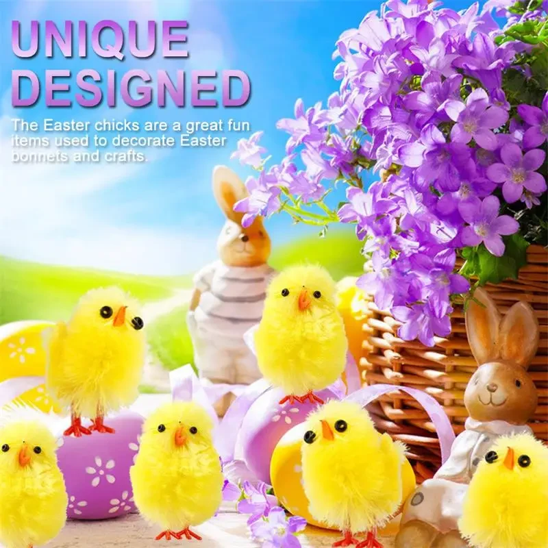 Original representative commercial visual for 60pcs Mini Easter Chicks Easter Decorative Chicken Yellow Little Chicken Hot Sale 3cm High.