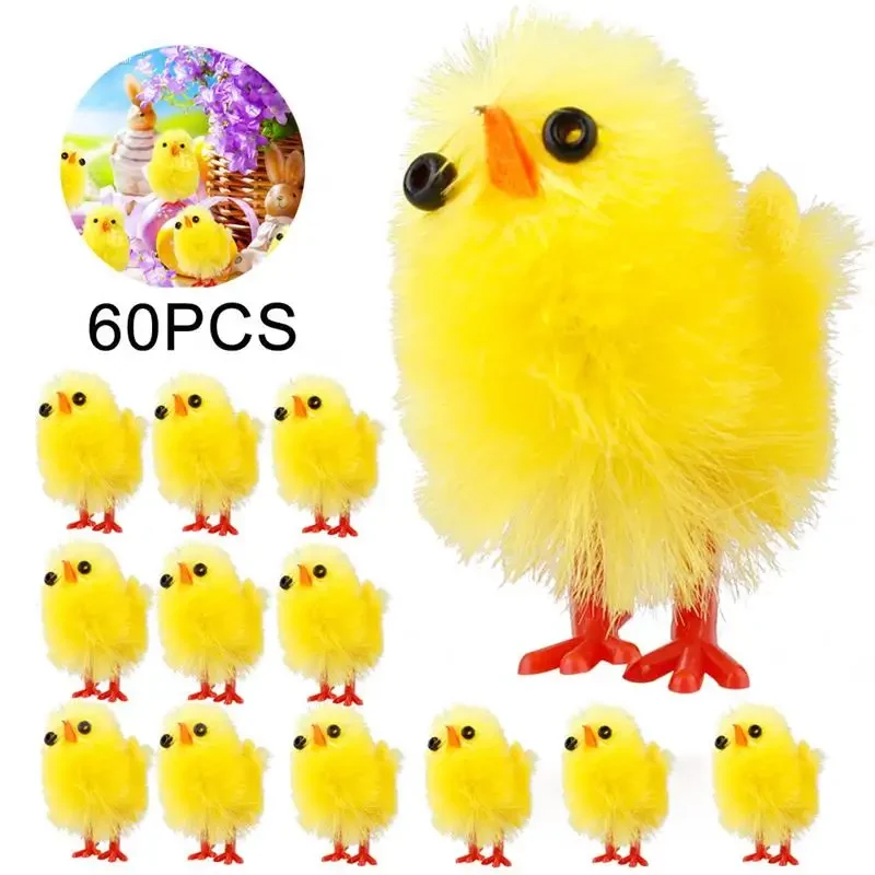 Original representative commercial visual for 60pcs Mini Easter Chicks Easter Decorative Chicken Yellow Little Chicken Hot Sale 3cm High.