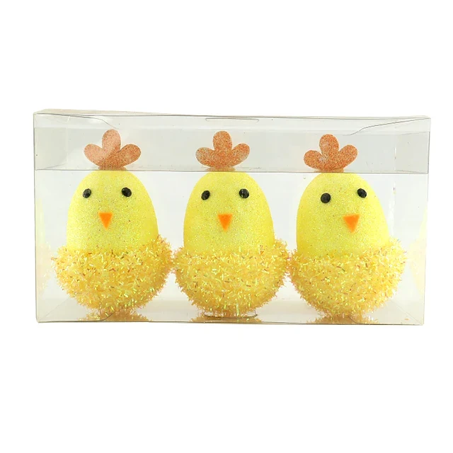 Original representative commercial visual for New Arrival Handmade Easter Gift Set Cute Baby Chicks Polyfoam Glitter Easter Eggs Mini Home Decorations for Wholesale.