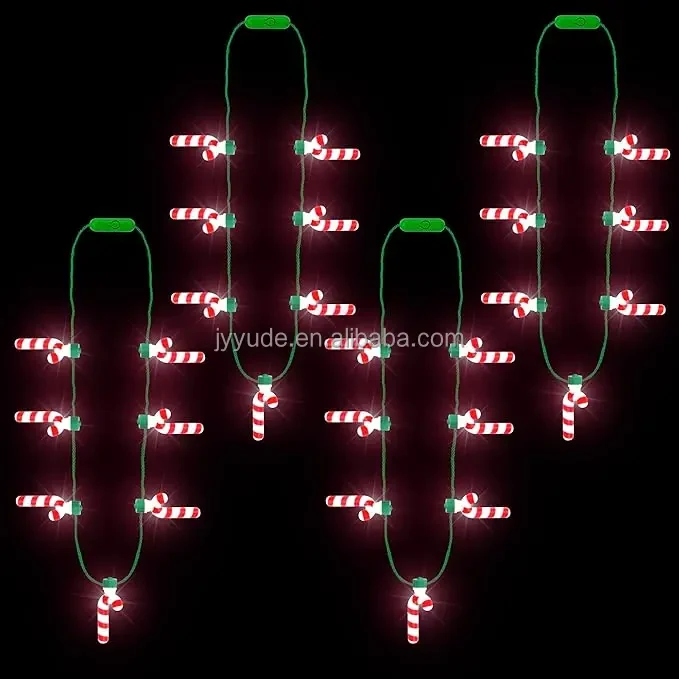 Original representative commercial visual for Christmas Candy Cane LED Necklace 7 Lights Festival Party Halloween Easter Novelty LED Lights Glowing Decorations New Year.