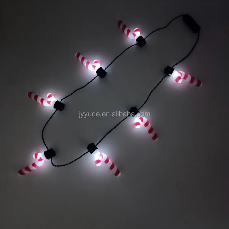 Original representative commercial visual for Christmas Candy Cane LED Necklace 7 Lights Festival Party Halloween Easter Novelty LED Lights Glowing Decorations New Year.