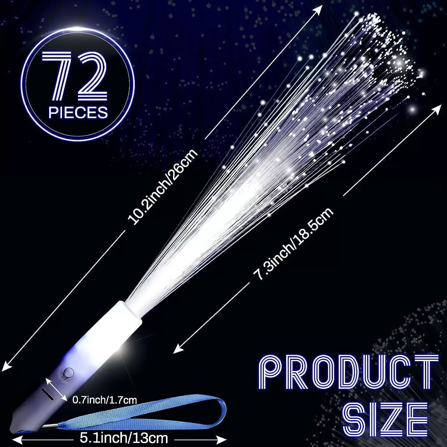 Original representative commercial visual for LED Glow Fiber Wand Stick Light Optic Flashing Stick for Party Decorations New Year Easter Halloween Wedding Gifts.