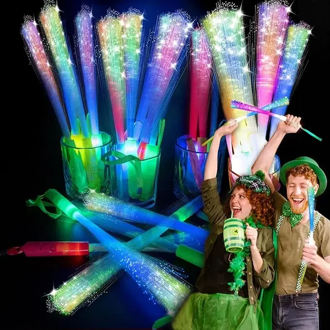 Original representative commercial visual for LED Glow Fiber Wand Stick Light Optic Flashing Stick for Party Decorations New Year Easter Halloween Wedding Gifts.