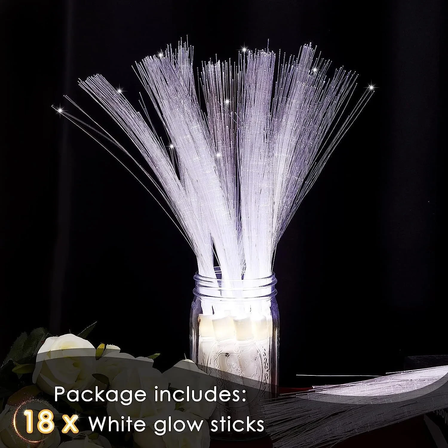 Original representative commercial visual for LED Glow Fiber Wand Stick Light Optic Flashing Stick for Party Decorations New Year Easter Halloween Wedding Gifts.