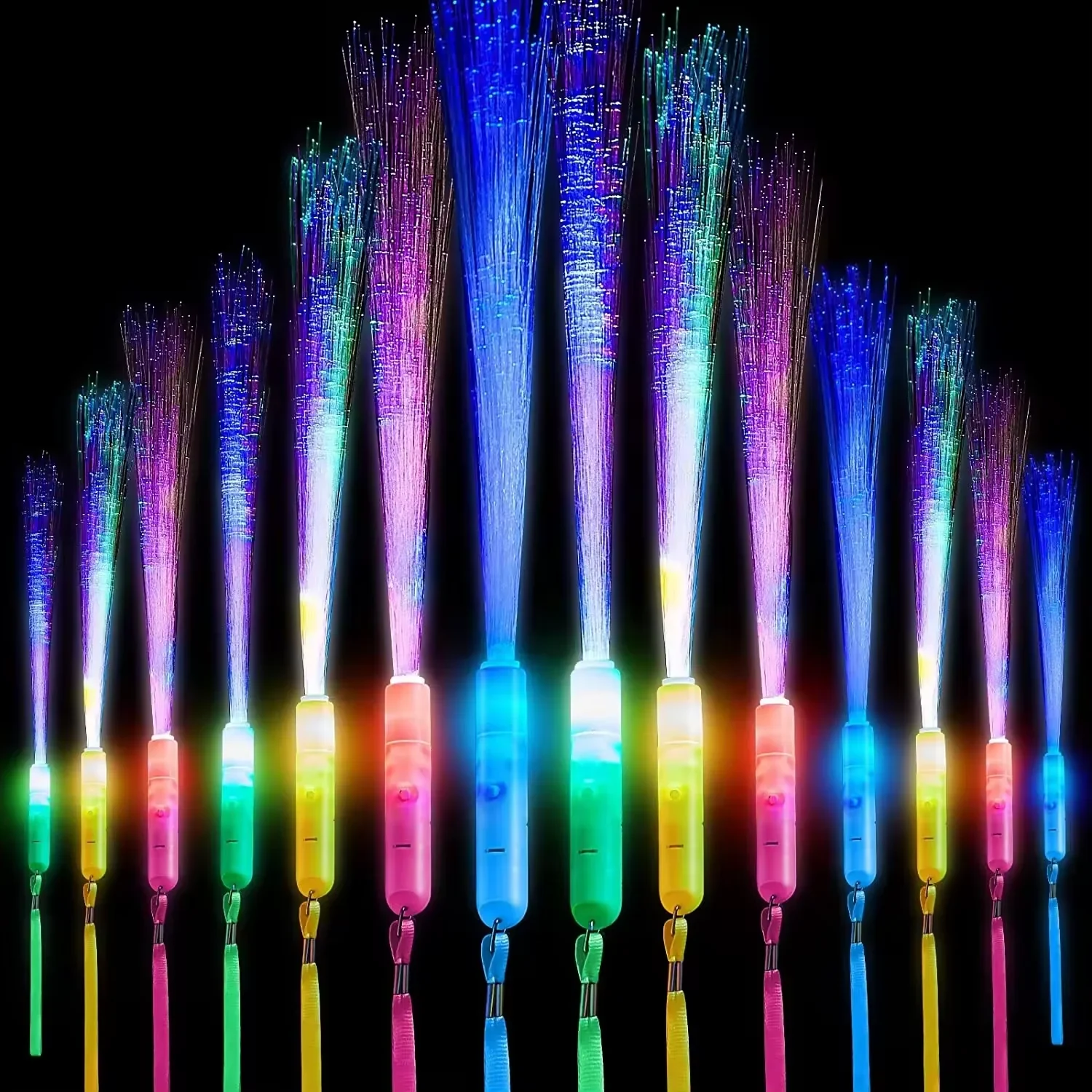 Original representative commercial visual for LED Glow Fiber Wand Stick Light Optic Flashing Stick for Party Decorations New Year Easter Halloween Wedding Gifts.