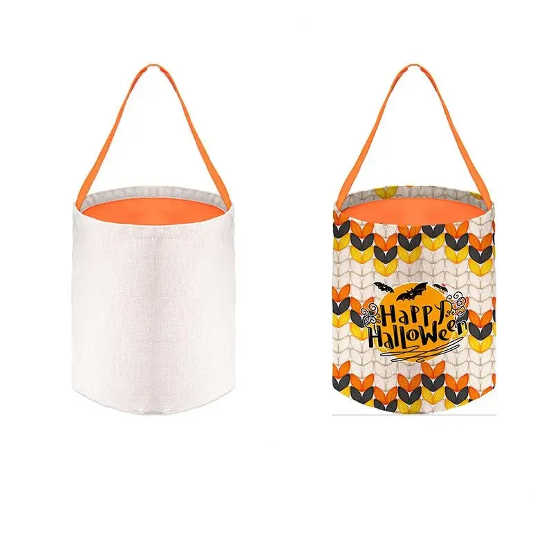 Original representative commercial visual for Sublimation Blank Easter Bucket Bags Candy Tote Basket Bag Halloween Linen Carrying Gift Eggs Hunting Handbag Party Decoration.