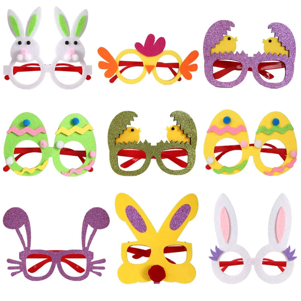 Original representative commercial visual for 2025 Easter Party Decoration Easter Plastic Egg Cartoon Animals and Eggs Glasses for Easter Decoration.