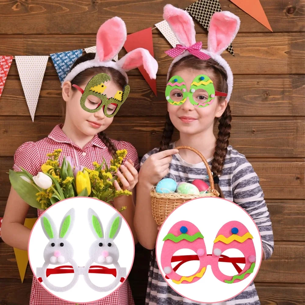 Original representative commercial visual for 2025 Easter Party Decoration Easter Plastic Egg Cartoon Animals and Eggs Glasses for Easter Decoration.