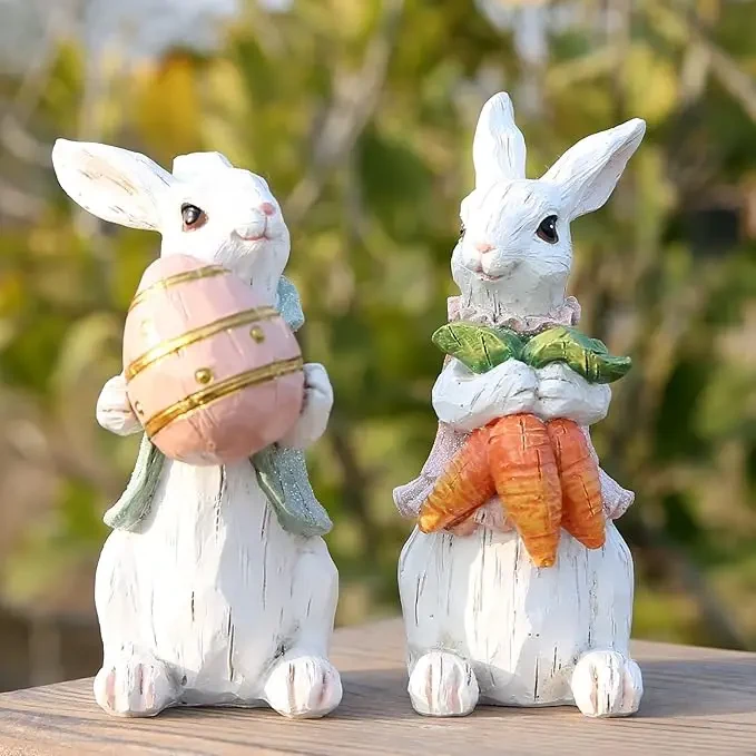 Original representative commercial visual for Easter Bunny Family Decorations Spring Rabbit Decors Figurines Tabletopper Decor for Party Easter Day.