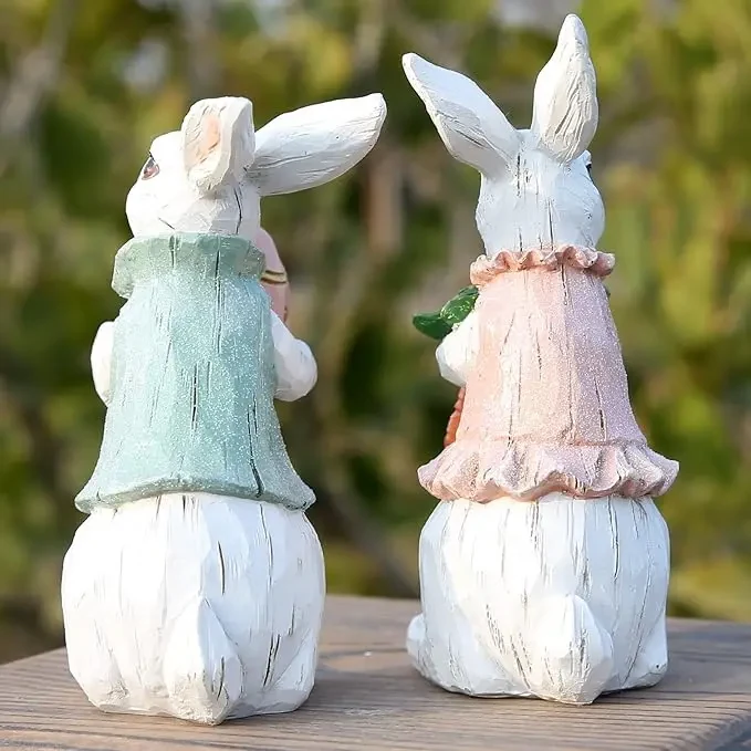 Original representative commercial visual for Easter Bunny Family Decorations Spring Rabbit Decors Figurines Tabletopper Decor for Party Easter Day.