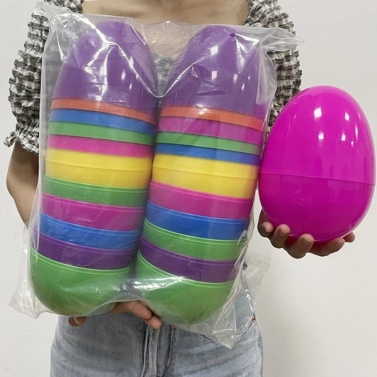 Original representative commercial visual for Large Fillable Plastic Easter Eggs Hunt Toys Kids Party Gift Decorations.