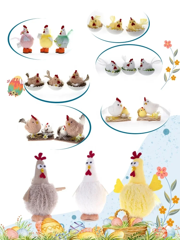 Original representative commercial visual for Hot Selling 10cm Easter Decoration Accessories Custom Hatching Chicks Toy Cute Filled Animal Home Decor.