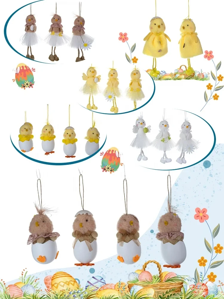 Original representative commercial visual for Hot Selling 10cm Easter Decoration Accessories Custom Hatching Chicks Toy Cute Filled Animal Home Decor.