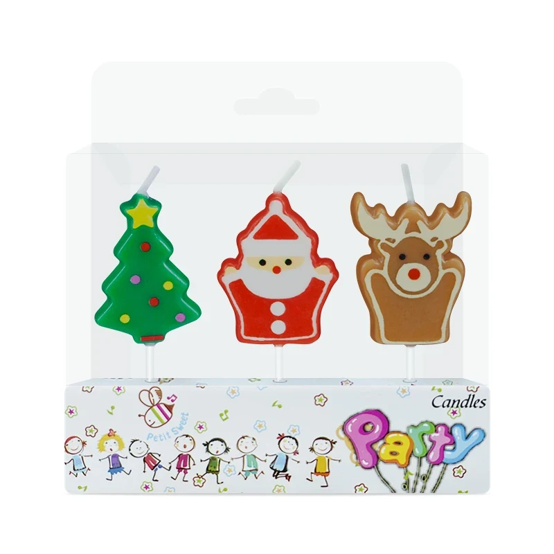 Original representative commercial visual for New Series Cute Christmas Theme Birthday Cake Candles Set with Paraffin Wax for Home Decoration Easter Holiday & Bars.