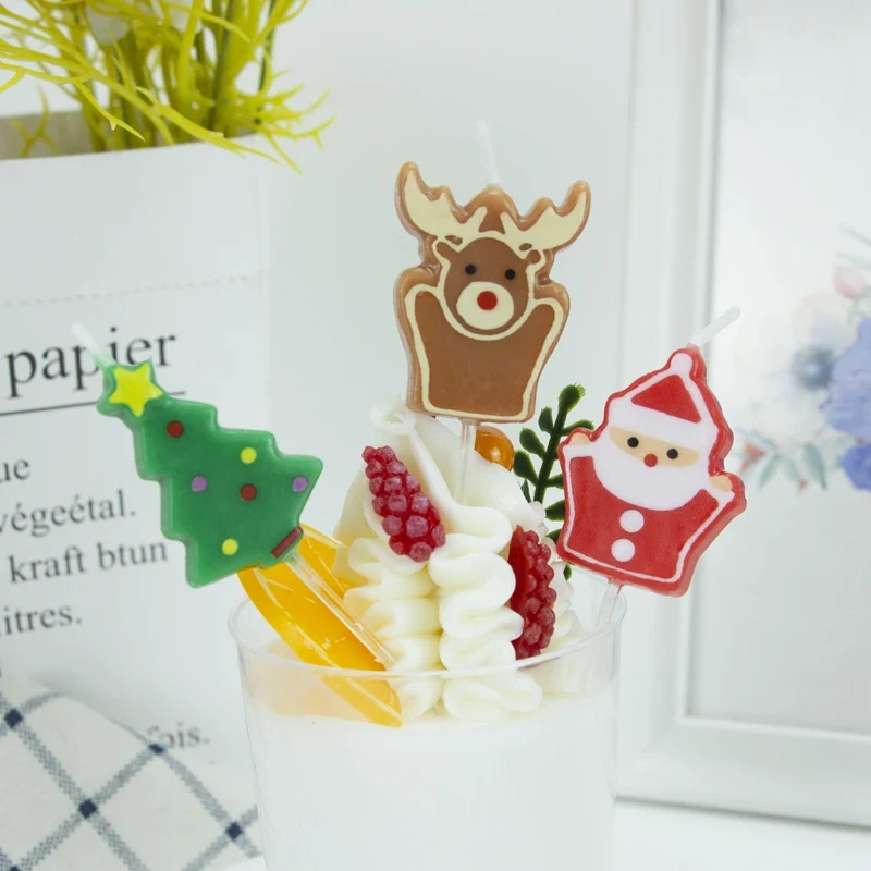 Original representative commercial visual for New Series Cute Christmas Theme Birthday Cake Candles Set with Paraffin Wax for Home Decoration Easter Holiday & Bars.