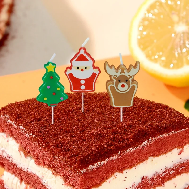 Original representative commercial visual for New Series Cute Christmas Theme Birthday Cake Candles Set with Paraffin Wax for Home Decoration Easter Holiday & Bars.