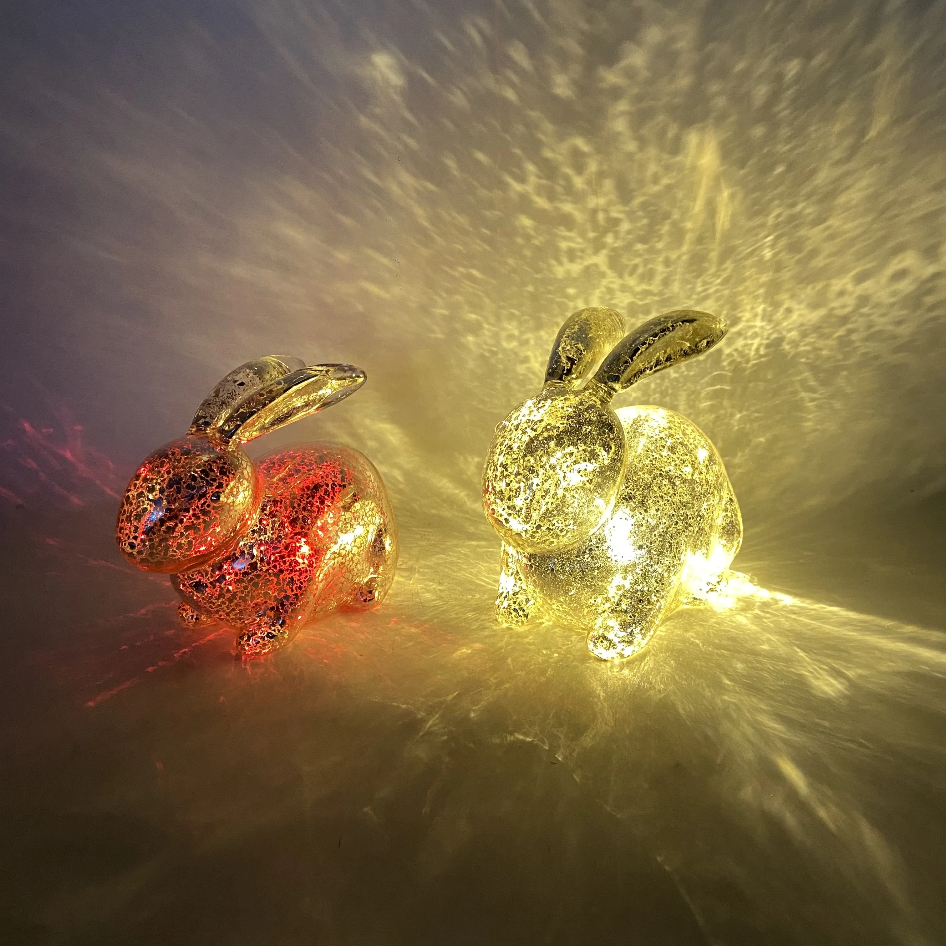 Original representative commercial visual for High Quality Easter Bunny House Table Gift Set Crafts Glass Rabbit Decorations for Home.