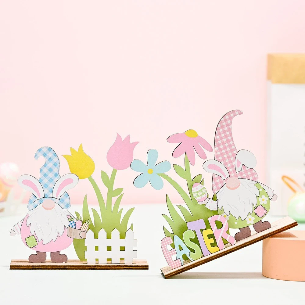 Original representative commercial visual for Best Wholesale Easter Wooden Crafts 3D Rabbit Table Ornaments for Easter Atmosphere Layout Holiday Party Decorations.