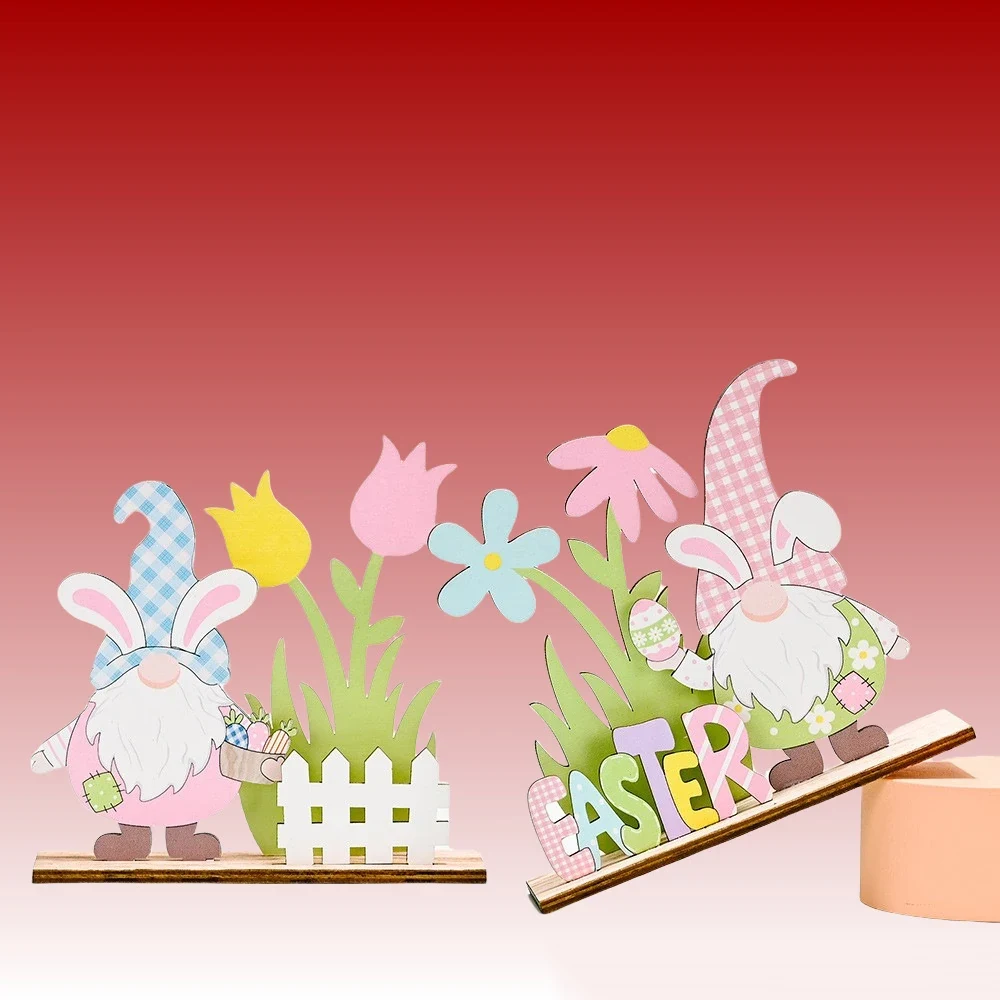 Original representative commercial visual for Best Wholesale Easter Wooden Crafts 3D Rabbit Table Ornaments for Easter Atmosphere Layout Holiday Party Decorations.