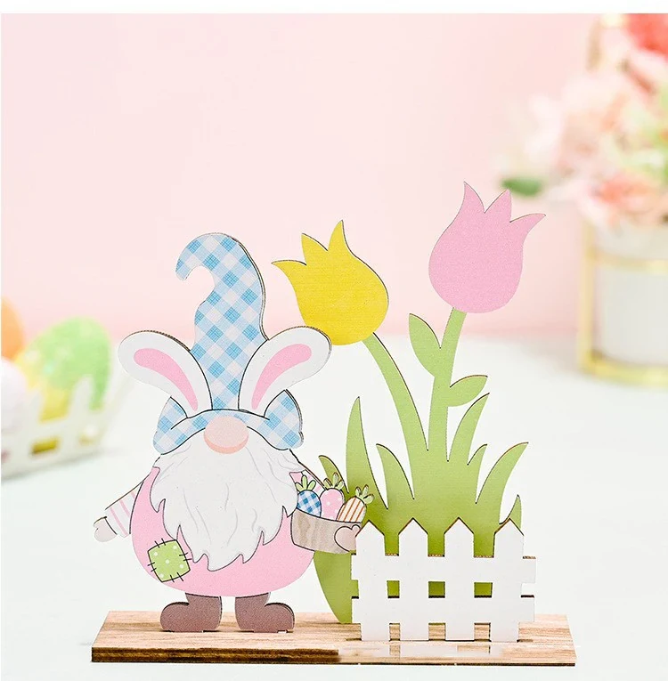 Original representative commercial visual for Best Wholesale Easter Wooden Crafts 3D Rabbit Table Ornaments for Easter Atmosphere Layout Holiday Party Decorations.