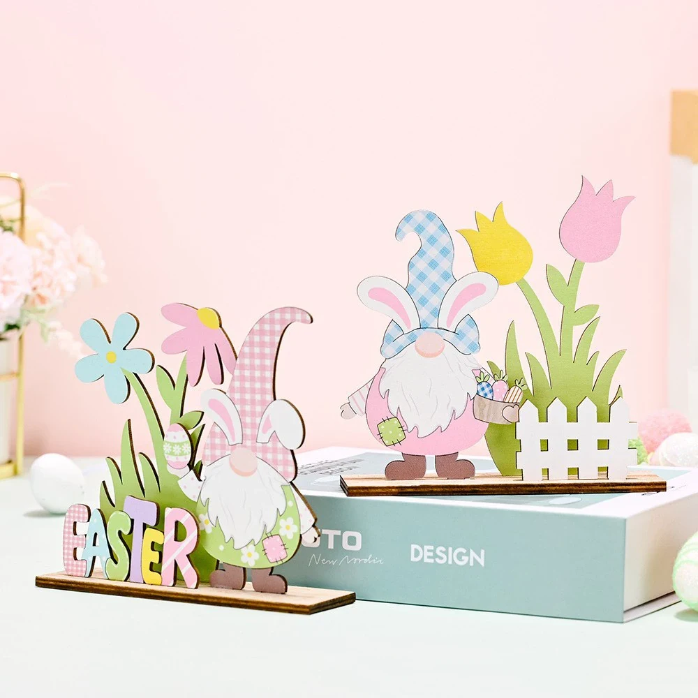 Original representative commercial visual for Best Wholesale Easter Wooden Crafts 3D Rabbit Table Ornaments for Easter Atmosphere Layout Holiday Party Decorations.