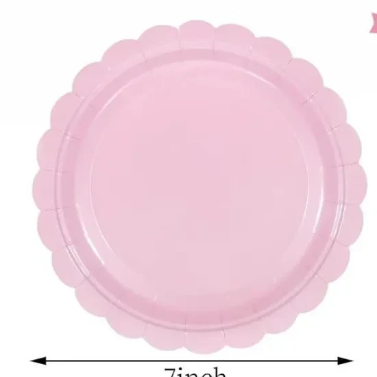 Original representative commercial visual for Pink Lace Disposable Party Tableware Set Solid Color Napkins Paper Cups Plates for Graduation Christmas Easter Decorations.