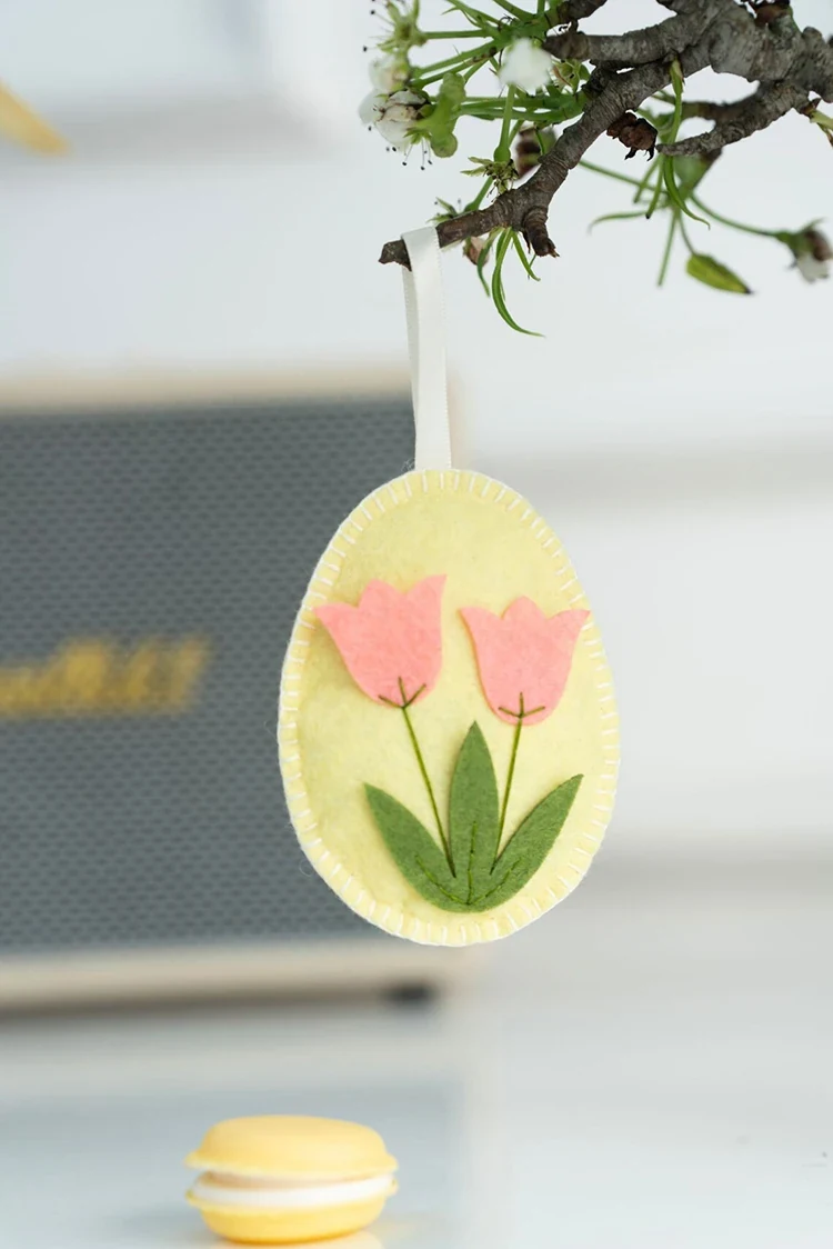 Original representative commercial visual for Vibrant Easter Egg Felt Ornaments for Home and Party Decoration.
