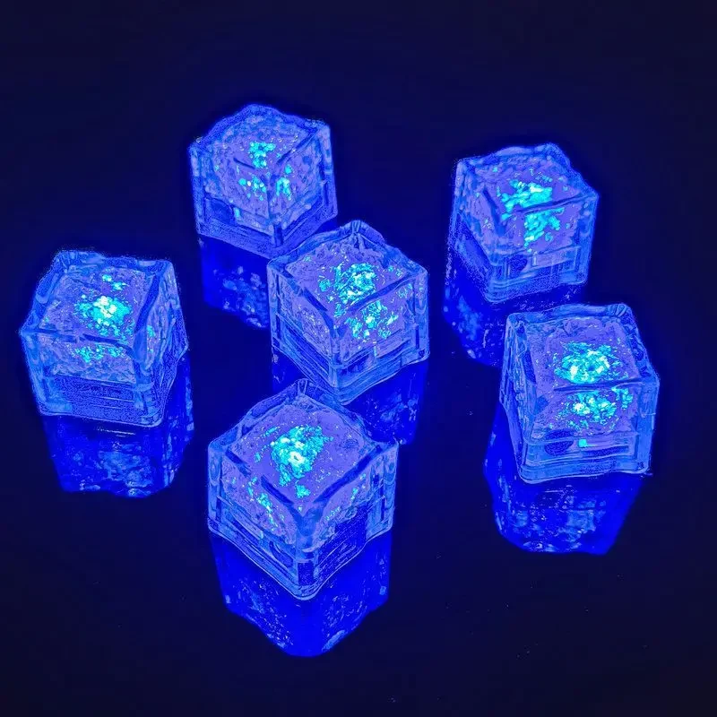 Original representative commercial visual for LED Ice Cube Bucket Waterproof Luminous Reusable Ice Cubes for Birthday Christmas Easter Halloween Wedding Bar Party Decorations.