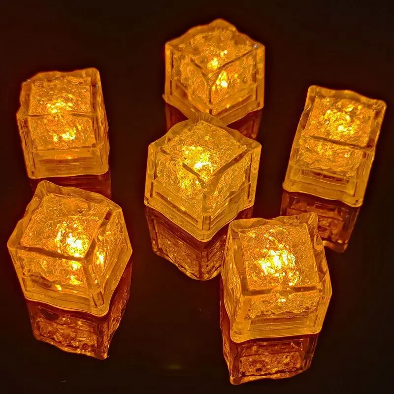 Original representative commercial visual for LED Ice Cube Bucket Waterproof Luminous Reusable Ice Cubes for Birthday Christmas Easter Halloween Wedding Bar Party Decorations.