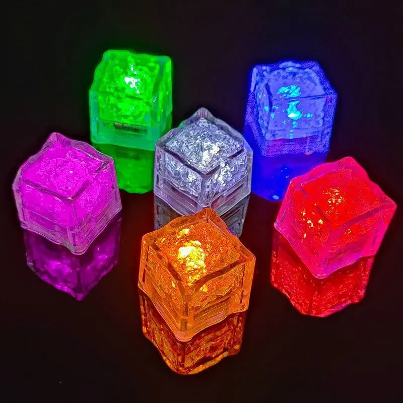 Original representative commercial visual for LED Ice Cube Bucket Waterproof Luminous Reusable Ice Cubes for Birthday Christmas Easter Halloween Wedding Bar Party Decorations.
