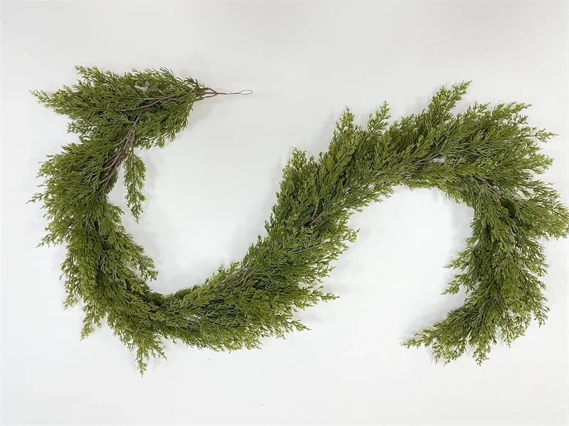 Original representative commercial visual for Customized Christmas Garland with Cherry Leaves Artificial Cypress Plastic Pine Branch for Home Decoration Halloween Easter.