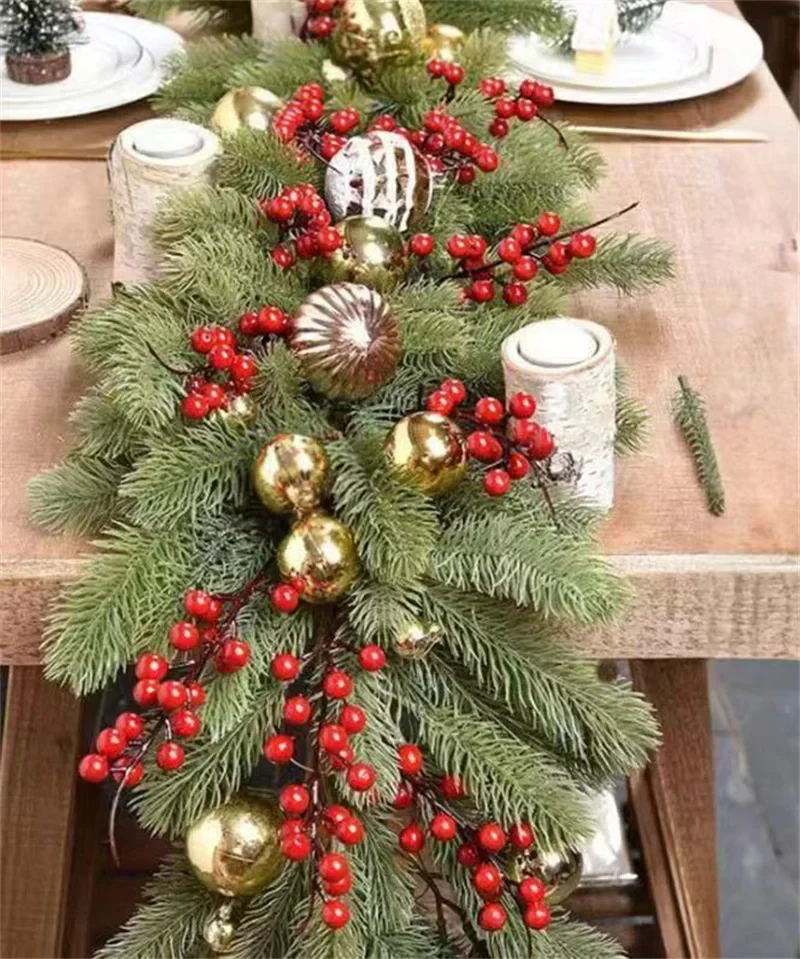Original representative commercial visual for Customized Christmas Garland with Cherry Leaves Artificial Cypress Plastic Pine Branch for Home Decoration Halloween Easter.