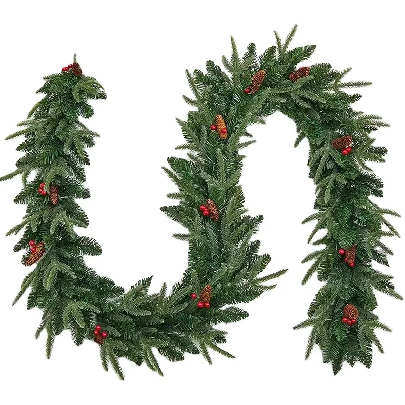 Original representative commercial visual for Customized Christmas Garland with Cherry Leaves Artificial Cypress Plastic Pine Branch for Home Decoration Halloween Easter.
