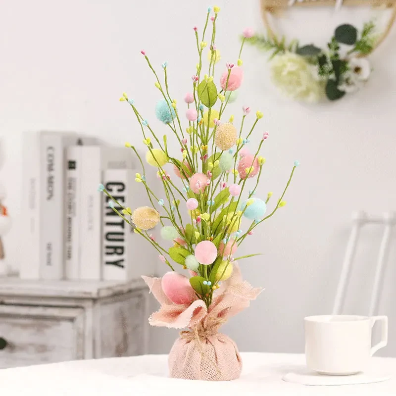 Original representative commercial visual for Easter Decorations Creative Easter Egg Decoration Tree for Home Party Scene Tabletop Decoration.