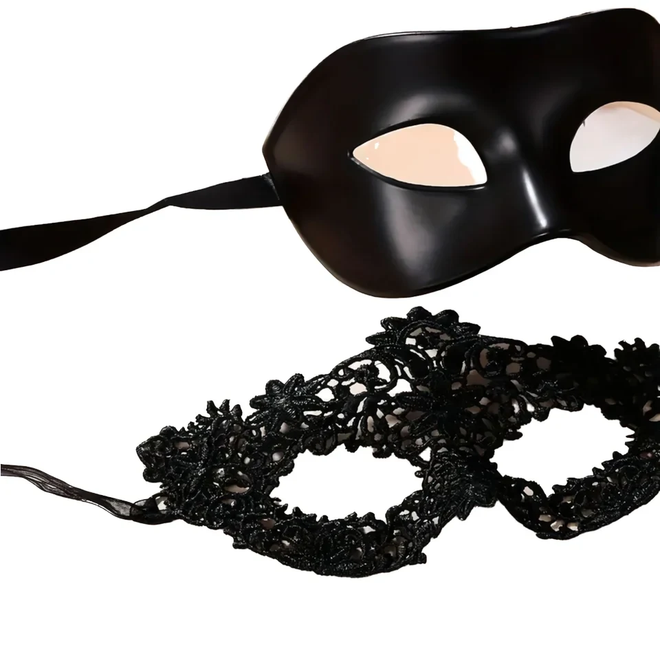 Original representative commercial visual for Half Face Fox Mask Venetian Masquerade Tiara Sexy Eye Mask Black Exquisite Lace Edge Plastic Women Men Easter Party Decoration.
