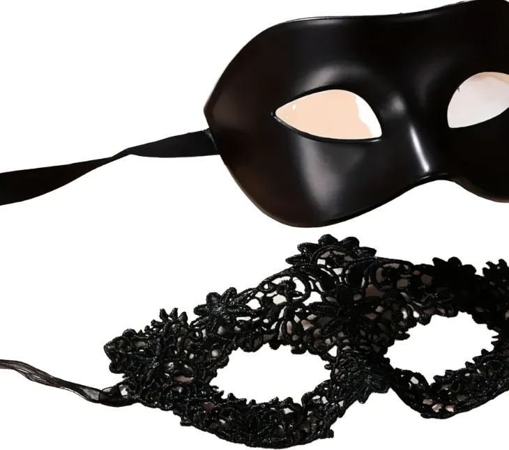 Original representative commercial visual for Half Face Fox Mask Venetian Masquerade Tiara Sexy Eye Mask Black Exquisite Lace Edge Plastic Women Men Easter Party Decoration.